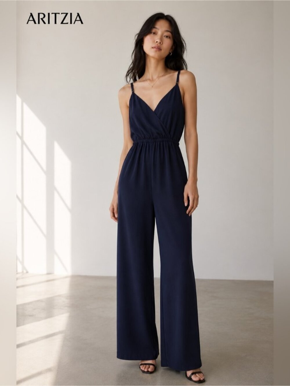 Wilfred by Aritzia Navy Blue Sleeveless Jumpsuit XXS Adjustable Straps